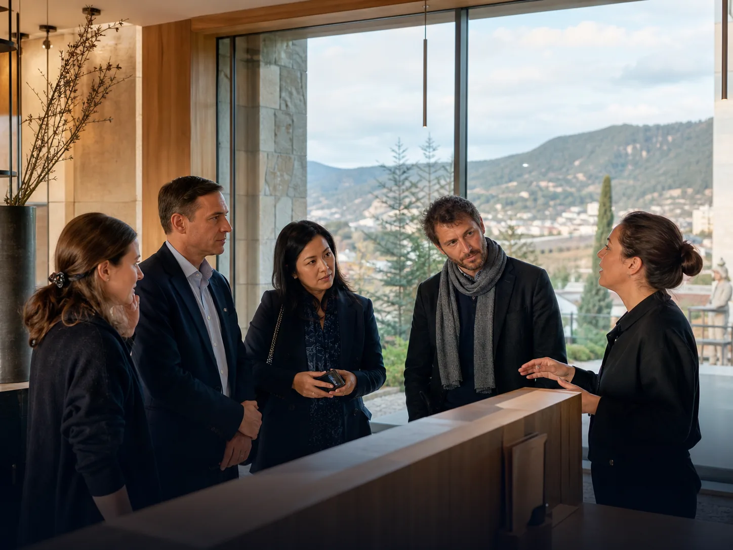 An international delegation meeting a local hospitality expert
